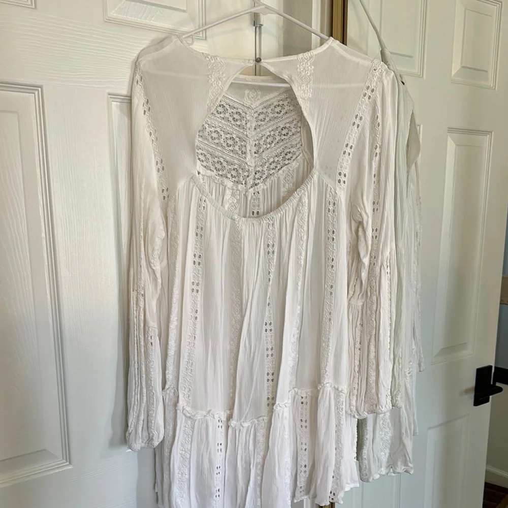 Free People Cream Asymmetrical Ruffled Tunic - Picture 4 of 4
